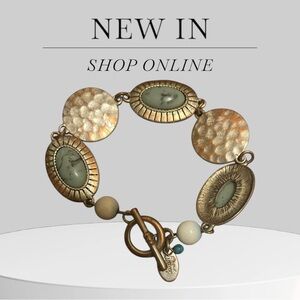 Vintage Gold toned and Green  stone Women's Bracelet